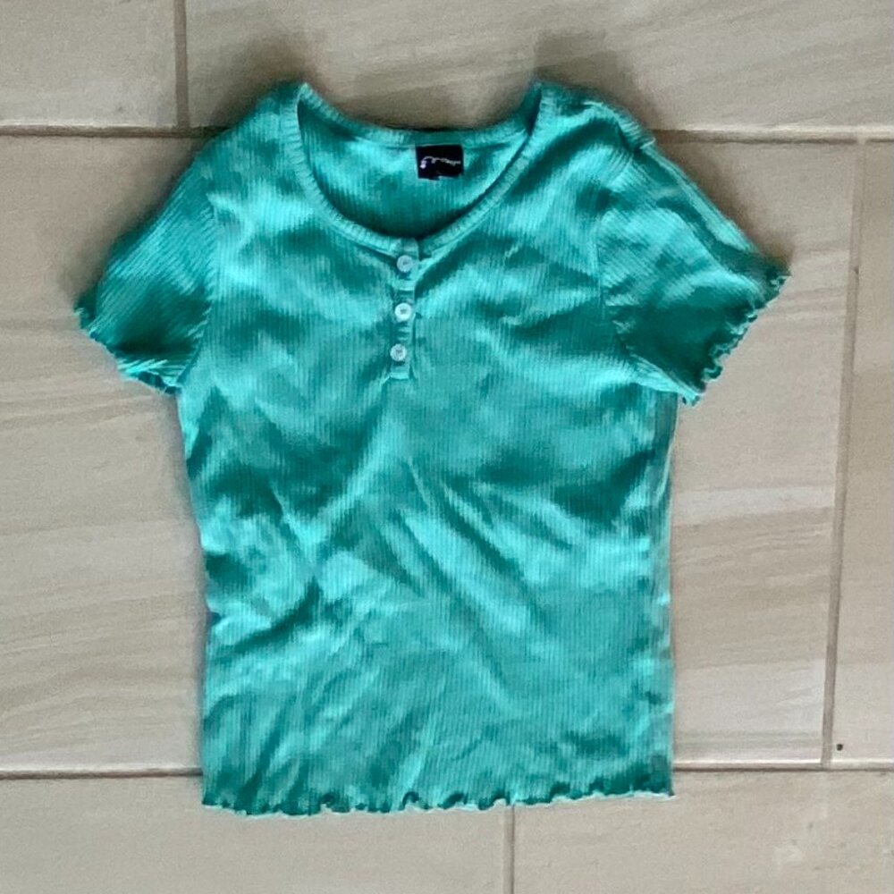 Target Girls Button Henley Top Green US 11-12